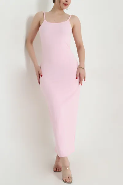 Pembe Ayarlanabilir Askılı Scuba Kadın Elbise 468851
