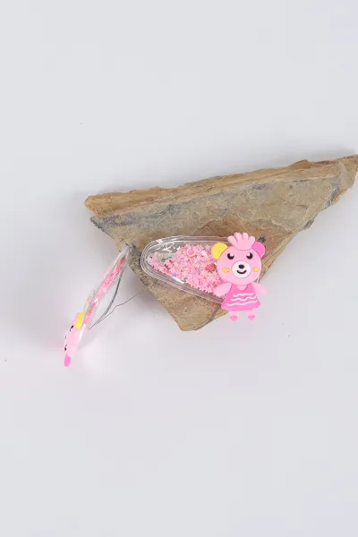 Pembe Ayıcık Figürlü Simli Çıt Çıt Toka 298788