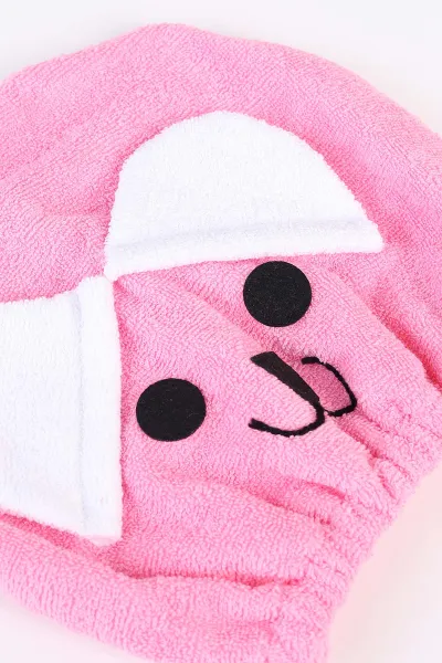 Pembe Ayıcıklı Lastikli Havlu Saç Kurulama Bonesi 253892