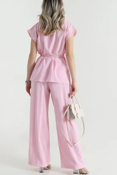 Pembe Bağcıklı Modal Kadın İkili Takım 470848