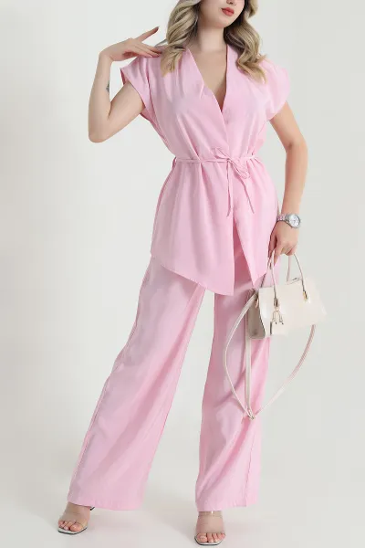 Pembe Bağcıklı Modal Kadın İkili Takım 470848