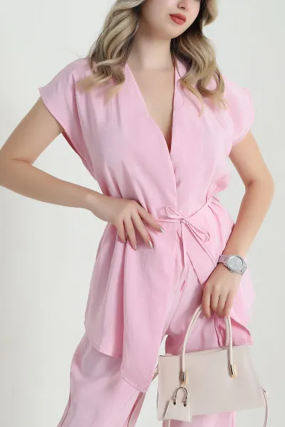 Pembe Bağcıklı Modal Kadın İkili Takım 470848