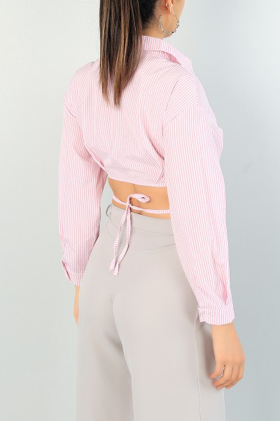 Pembe Bağlamalı Bayan Poplin Tasarım 67701
