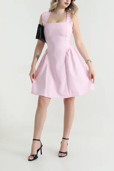 Pembe Bağlamalı Dabıl Kadın Elbise 464929