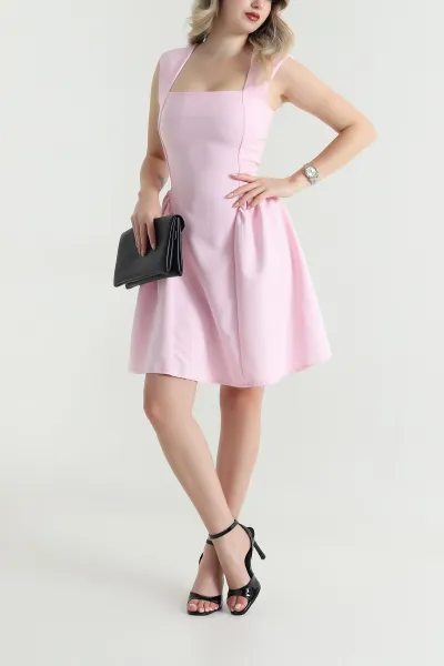 Pembe Bağlamalı Dabıl Kadın Elbise 464929