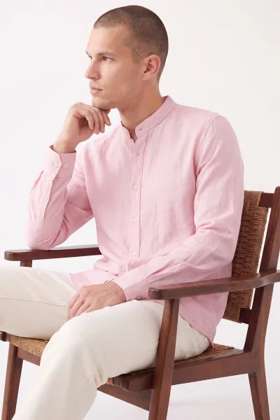 Pembe Bambu Hakim Yaka Erkek Gömlek 471892