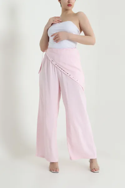 Pembe Bandana Detay Modal Kadın Pantolon 462612