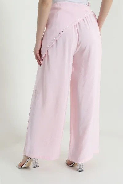 Pembe Bandana Detay Modal Kadın Pantolon 462612