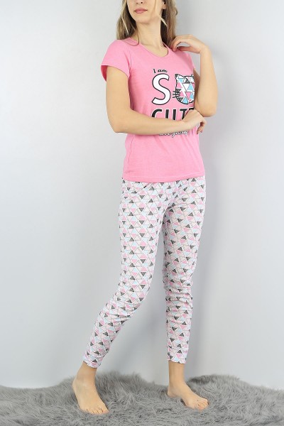 Pembe Baskılı Bayan Pijama Takımı 54915