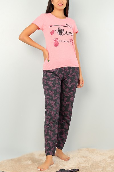 Pembe Baskılı Bayan Pijama Takımı 73476