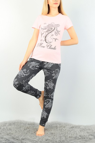 Pembe Baskılı Bayan Pijama Takımı 73588