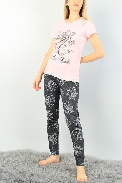 Pembe Baskılı Bayan Pijama Takımı 73588