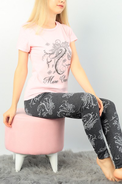 Pembe Baskılı Bayan Pijama Takımı 73588