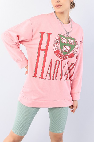 Pembe Baskılı Bayan Sweat Tunik 75647