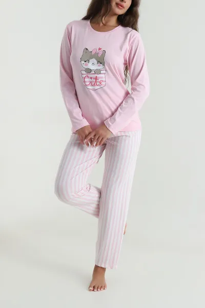 Pembe Baskılı Kadın Pijama Takımı 488223