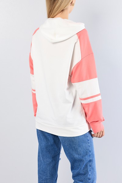 Pembe Baskılı Kapüşonlu Sweat Tunik 81218