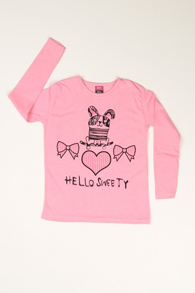 Pembe Baskılı Kız Çocuk Pijama Takımı 77934