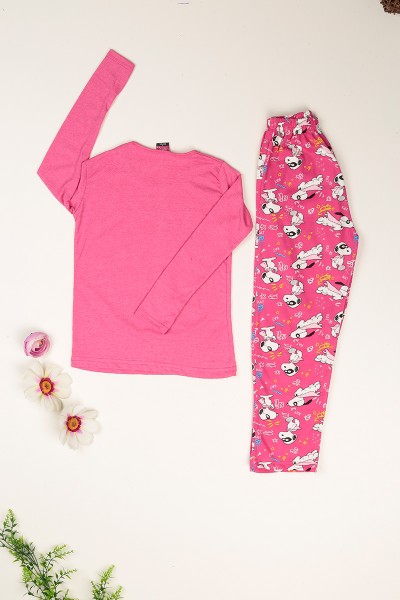 Pembe Baskılı Kız Çocuk Pijama Takımı 77940