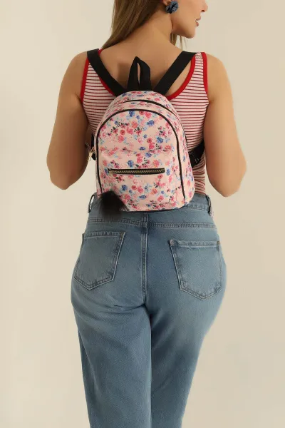 Pembe Baskılı Mini Boy Sırt Çantası 277822