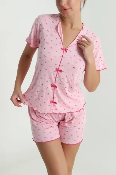 Pembe Baskılı Side Kadın Pijama Takımı 476592