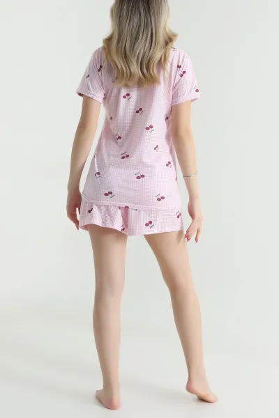 Pembe Baskılı Şortlu Süprem Kadın Pijama Takımı 476122