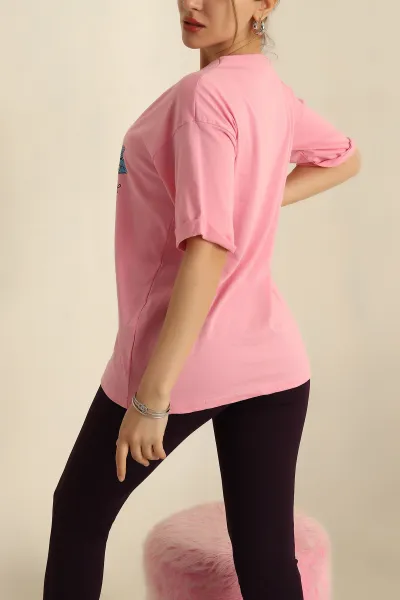 Pembe Baskılı Süprem Bayan Tişört 266363