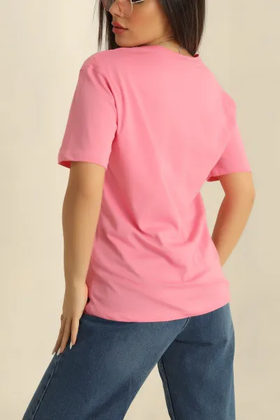 Pembe Baskılı Süprem Bayan Tişört 268484