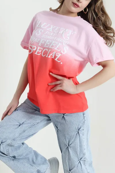 Pembe Baskılı Süprem Kadın Tişört 441909