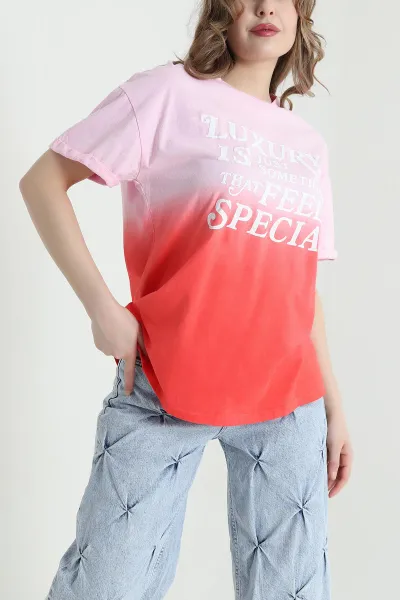 Pembe Baskılı Süprem Kadın Tişört 441909