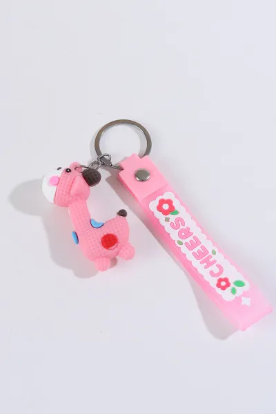 Pembe Bebek Zürafa Silikon Anahtarlık Çanta Süsü 304306