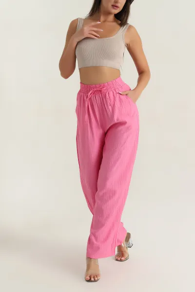 Pembe Bel Lastikli Çilek Kadın Yürüyüş Pantolonu 380259