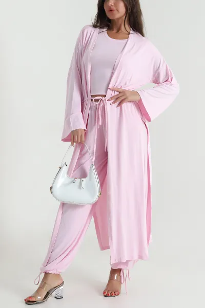 Pembe Bel Lastikli Likralı Oysho Kadın Üçlü Takım 478727