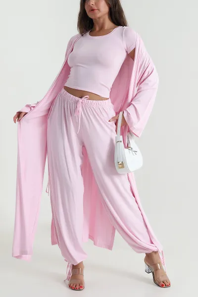 Pembe Bel Lastikli Likralı Oysho Kadın Üçlü Takım 478727