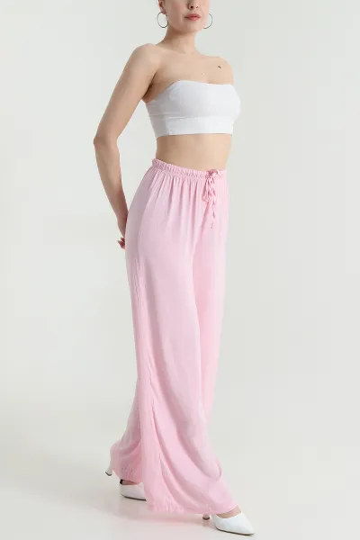 Pembe Bel Lastikli Mika Kadın Pantolon 473511