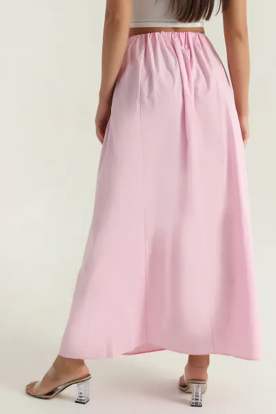 Pembe Bel Lastikli Poplin Kadın Etek 380289