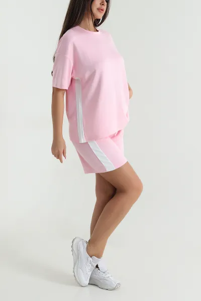 Pembe Bel Lastikli Şerit Detay Oysho Kadın İkili Takım 475043
