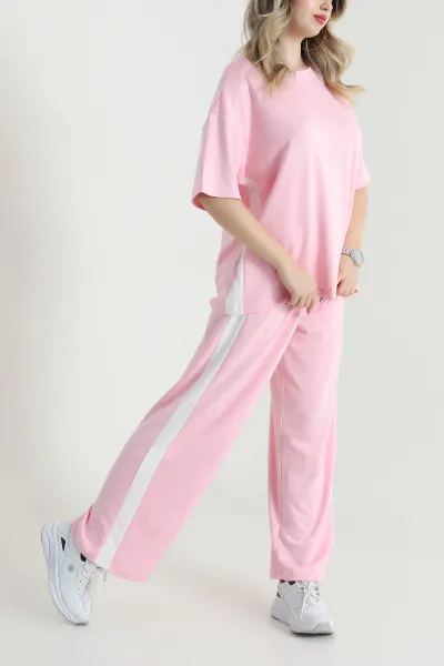 Pembe Bel Lastikli Şerit Detay Oysho Kadın İkili Takım 475108