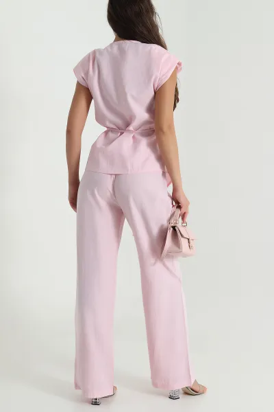 Pembe Bel Lastikli Tencel Kadın İkili Takım 472277