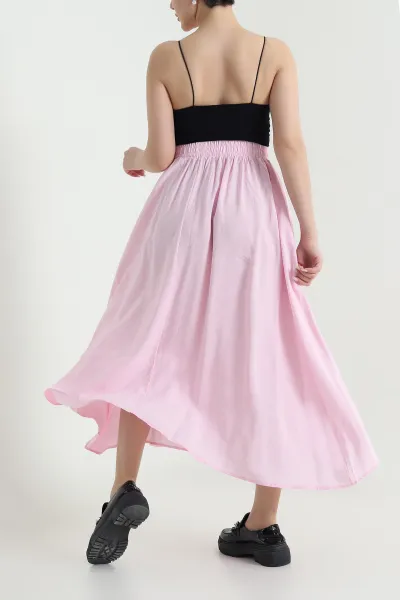 Pembe Beli Lastikli Aerobin Kadın Etek 448139