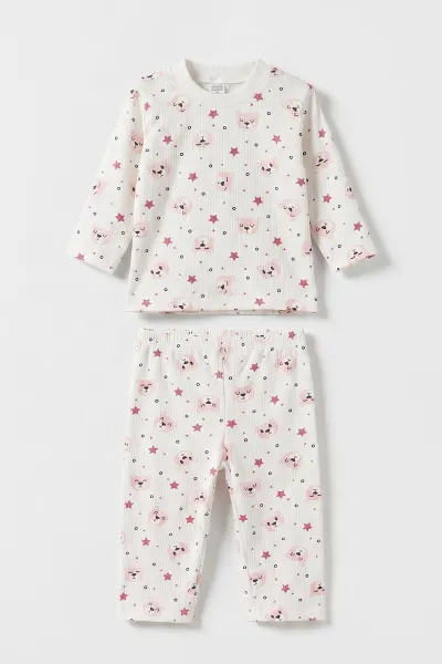 pembe-beyaz-1-3-yas-yildiz-desenli-raporlu-cocuk-pijama-takim-477264