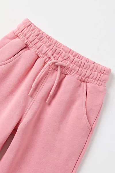 Pembe Beyaz (4-11 Yaş) Çiçek Baskılı  3 İp Şardonlu Kız Çocuk Kışlık Takım 483095