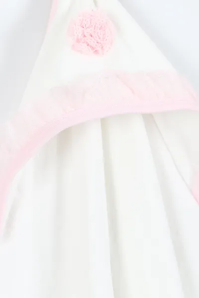 Pembe Beyaz  (En:78 cm Boy:87 cm) Fisto Nakışlı Bebek Havlu Takım 375872