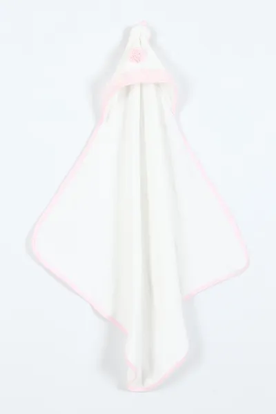 Pembe Beyaz  (En:78 cm Boy:87 cm) Fisto Nakışlı Bebek Havlu Takım 375872