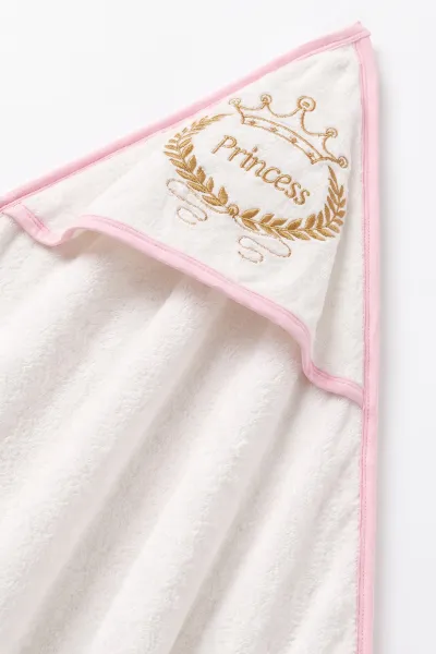 Pembe Beyaz   Princess Nakışlı Çift Katlı Bebek Silgi Havlu 476319
