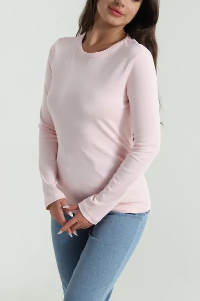Pembe Bisiklet Yaka Kadın Body Bluz 488616