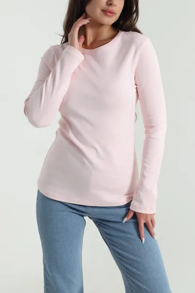 Pembe Bisiklet Yaka Kadın Body Bluz 488616