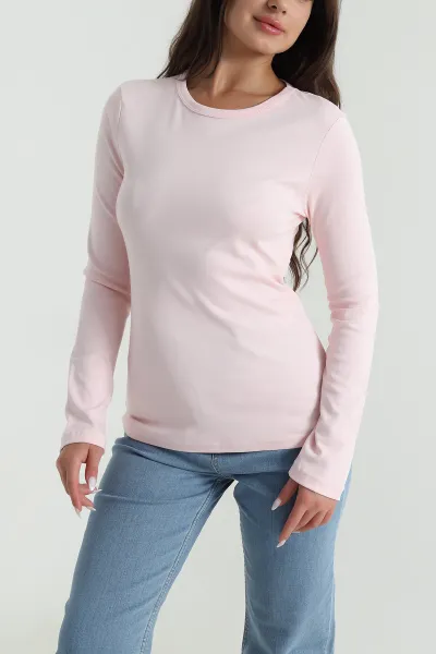 Pembe Bisiklet Yaka Kadın Body Bluz 488616