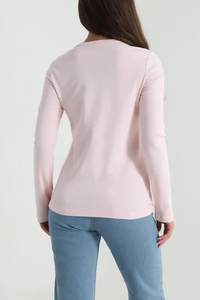 Pembe Bisiklet Yaka Kadın Body Bluz 488616