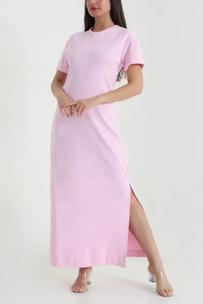 Pembe Bisiklet Yaka Kadın Elbise 460407