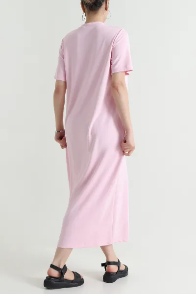 Pembe Bisiklet Yaka Kısa Kol Oysho Kadın Elbise 472675